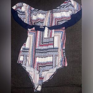 Patterned Ruffle Bodysuit